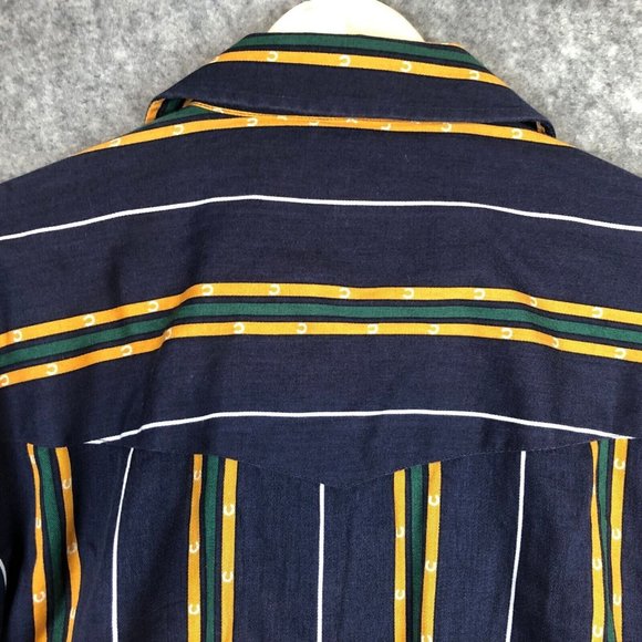 Roper Western Shirt XL Mens Vintage Horseshoe Striped Print Long Sleeve Buttons - Picture 7 of 9